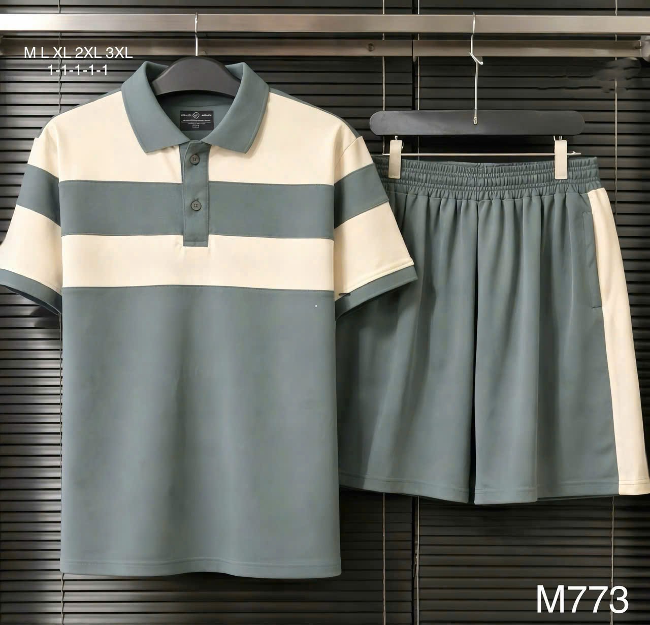 B297 - BỘ ĐÙI NAM POLO CÁ SẤU PHỐI KẺ NGANG