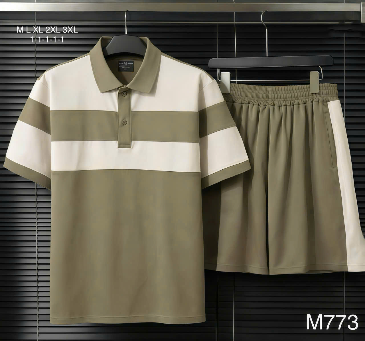 B297 - BỘ ĐÙI NAM POLO CÁ SẤU PHỐI KẺ NGANG