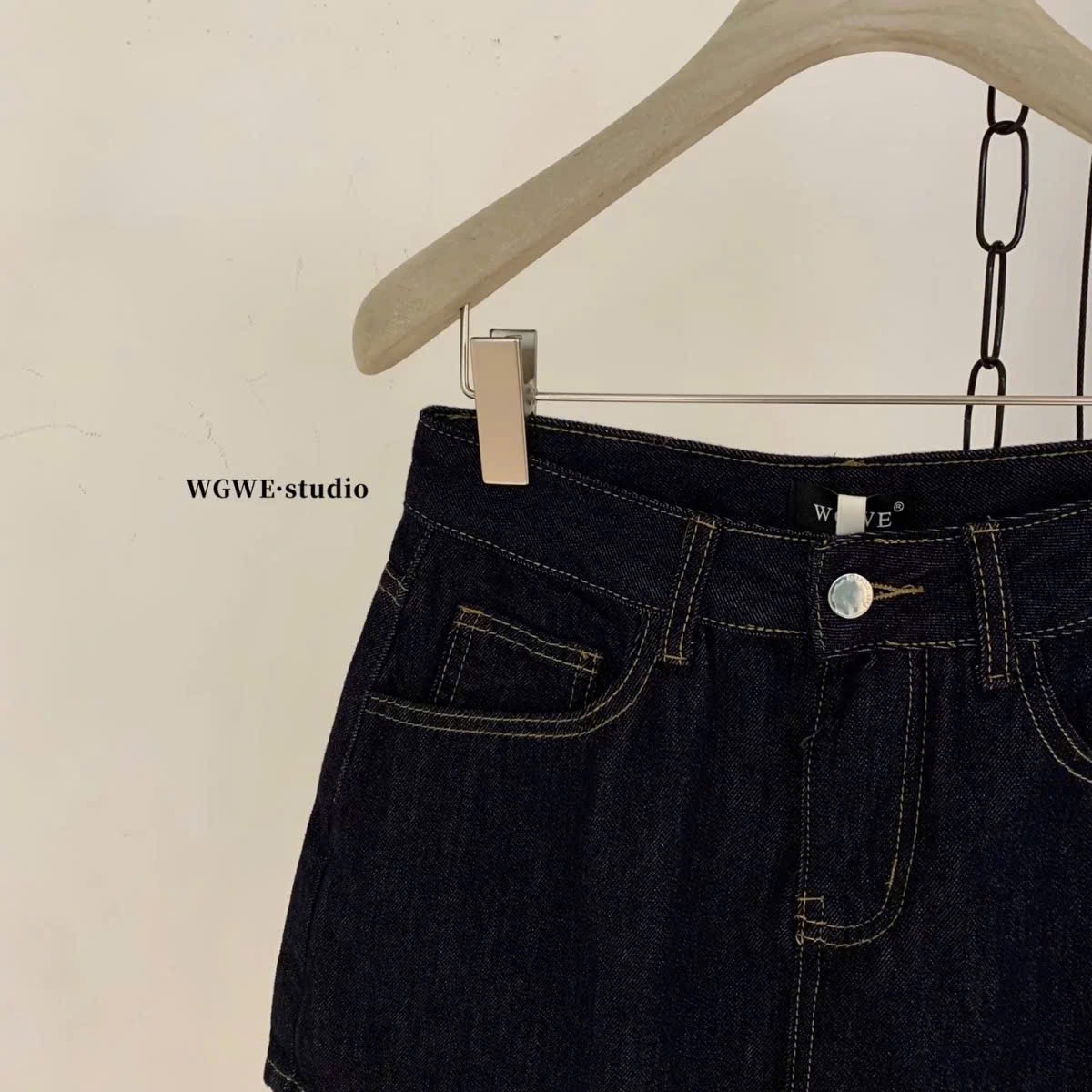 CV165 - CHÂN VÁY JEANS CHỮ A XANH ĐẬM M6655