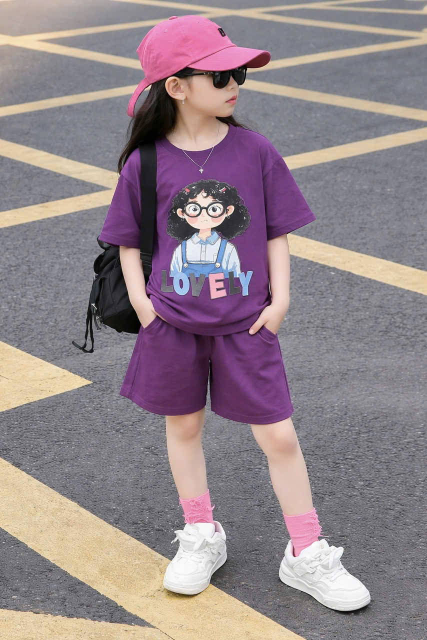G001 - BỘ ĐÙI BÉ GÁI SIZE ĐẠI TÍM CÔ GÁI LOVELY