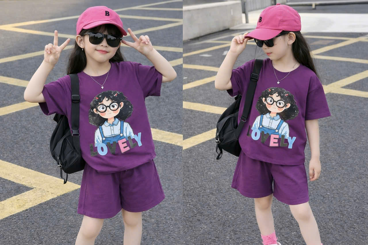 G001 - BỘ ĐÙI BÉ GÁI SIZE ĐẠI TÍM CÔ GÁI LOVELY