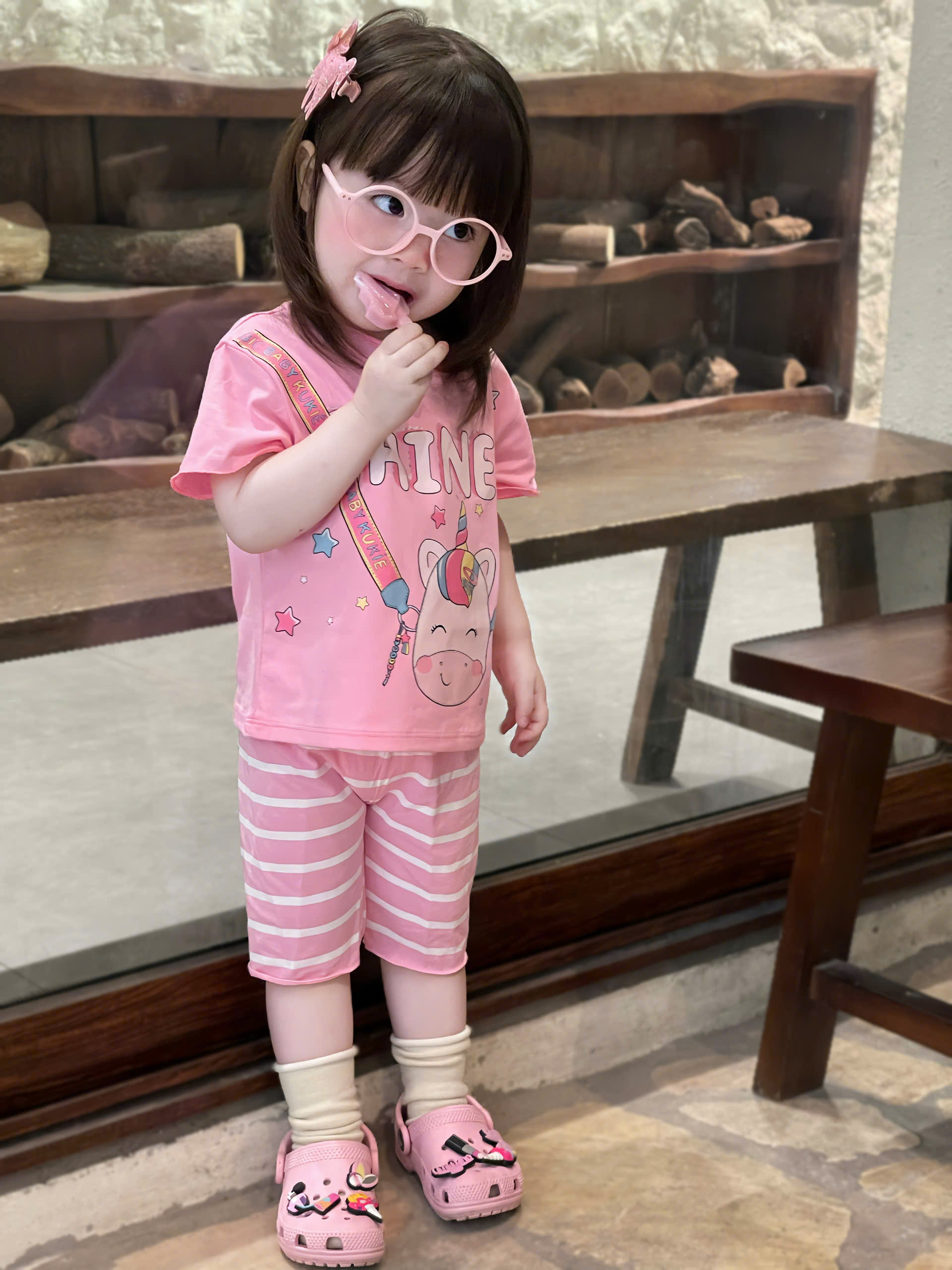 G011 - SET 2 BỘ ĐÙI BÉ GÁI NGỰA UNICORN hồng be