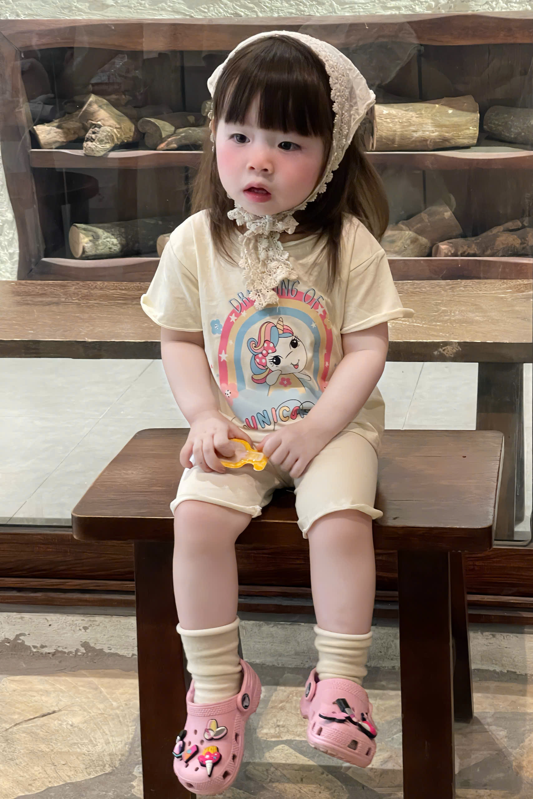 G011 - SET 2 BỘ ĐÙI BÉ GÁI NGỰA UNICORN hồng be