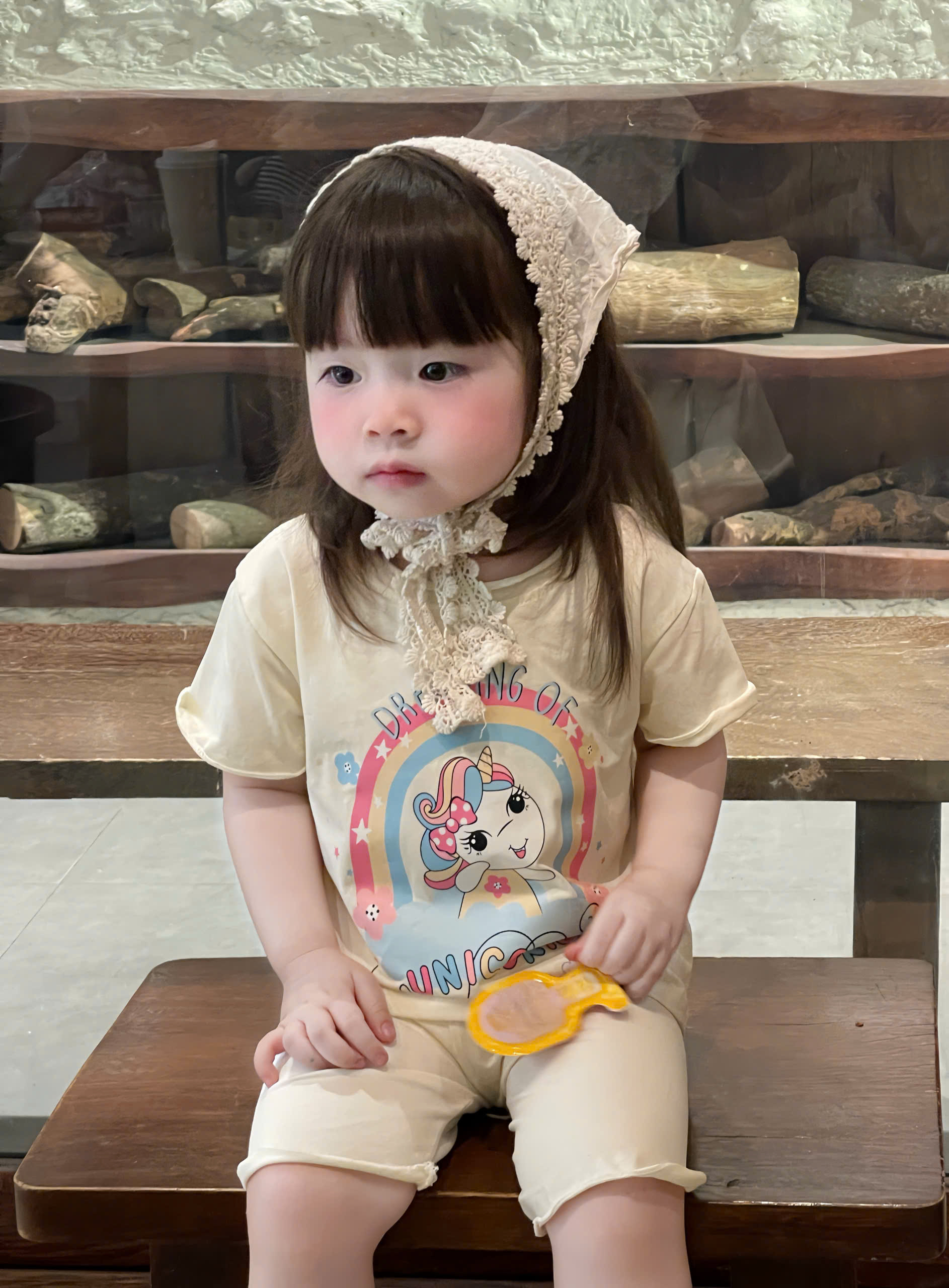 G011 - SET 2 BỘ ĐÙI BÉ GÁI NGỰA UNICORN hồng be