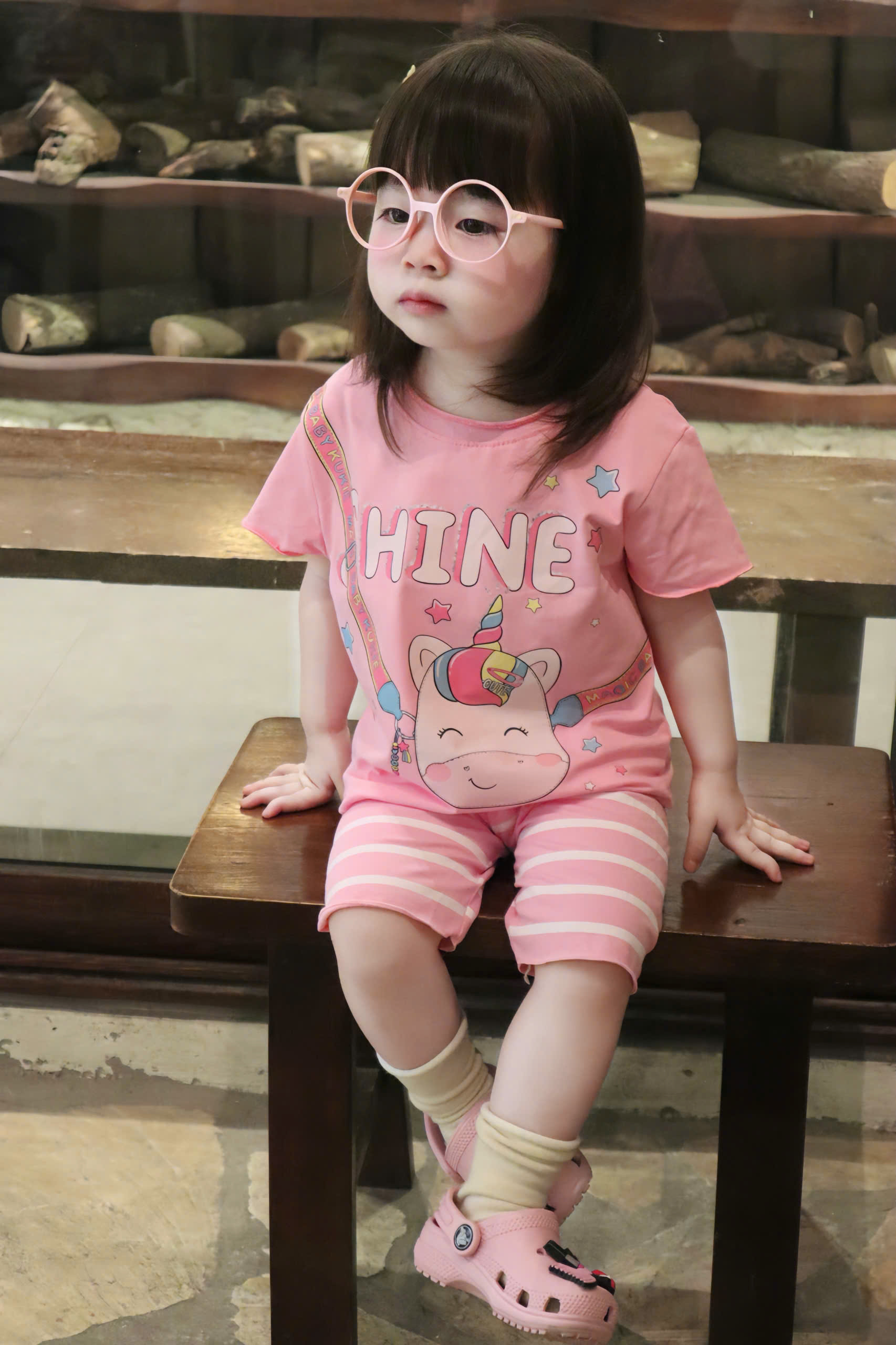 G011 - SET 2 BỘ ĐÙI BÉ GÁI NGỰA UNICORN hồng be