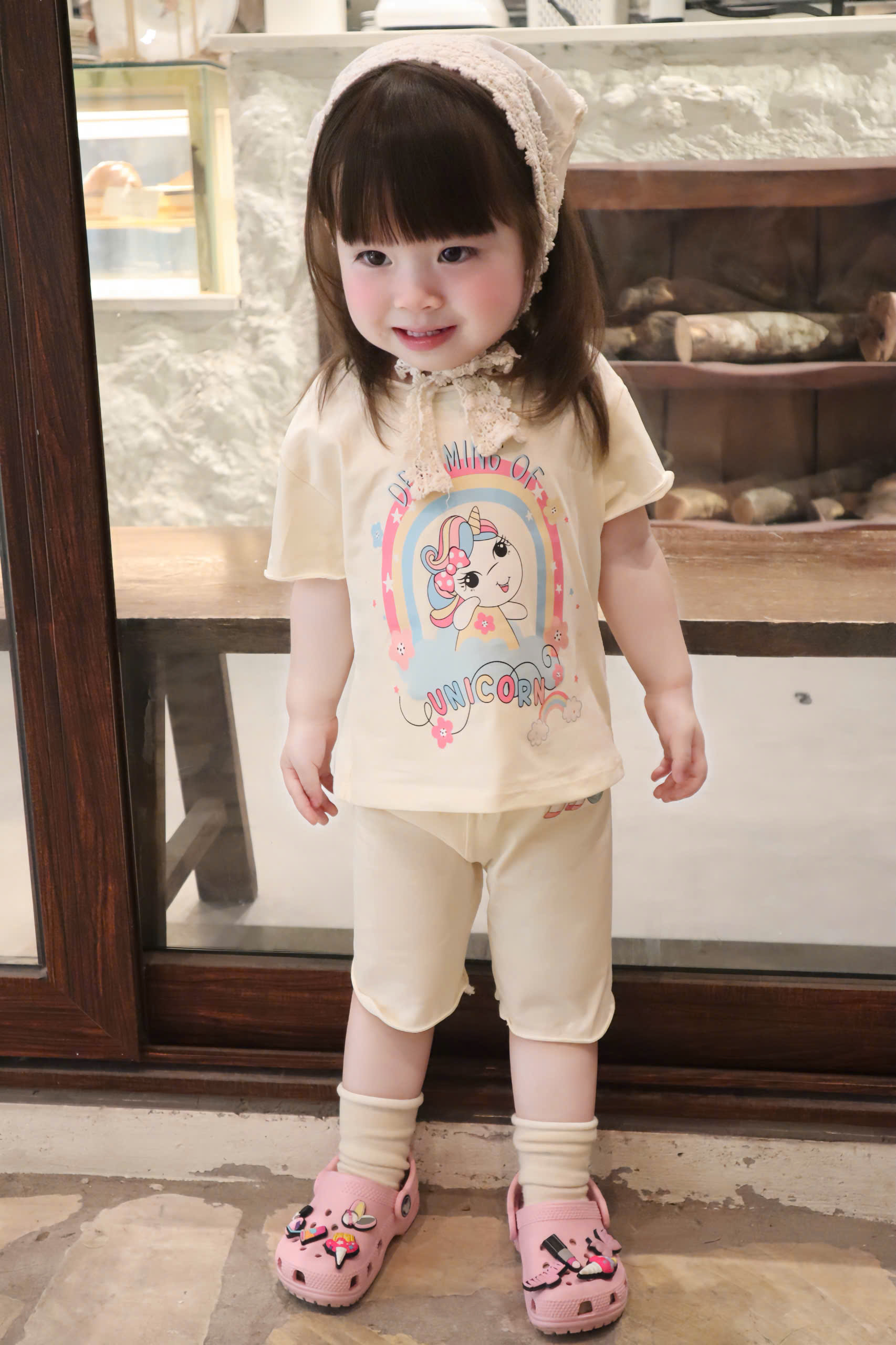G011 - SET 2 BỘ ĐÙI BÉ GÁI NGỰA UNICORN hồng be