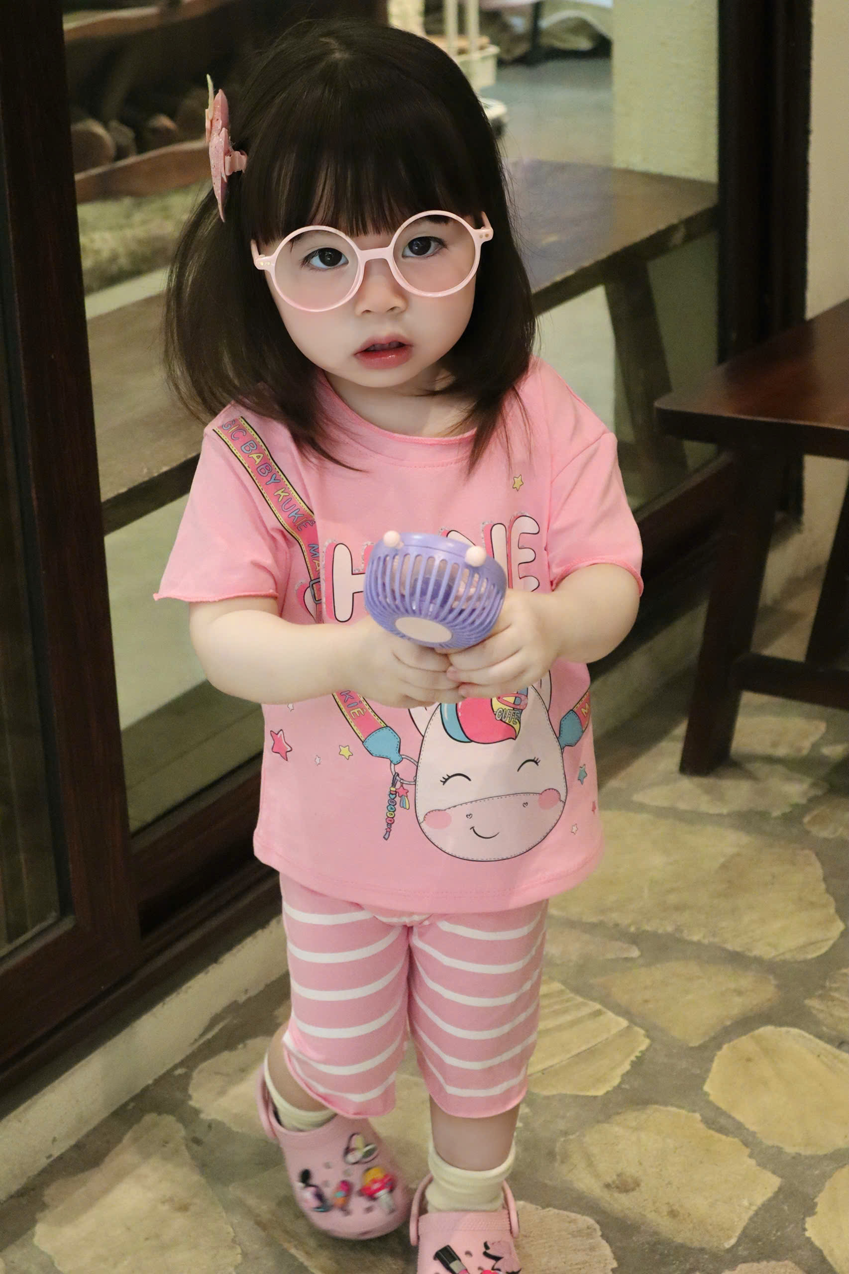 G011 - SET 2 BỘ ĐÙI BÉ GÁI NGỰA UNICORN hồng be