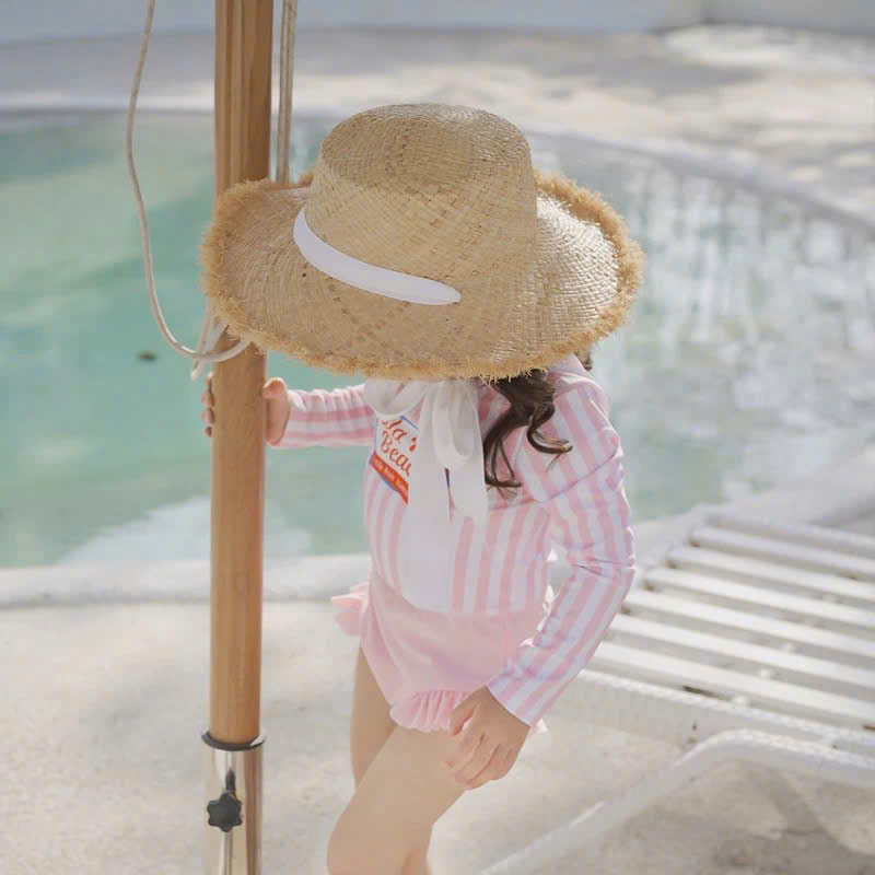 G014 - SET BƠI BÉ GÁI HỒNG SỌC Rola QUẦN BÈO
