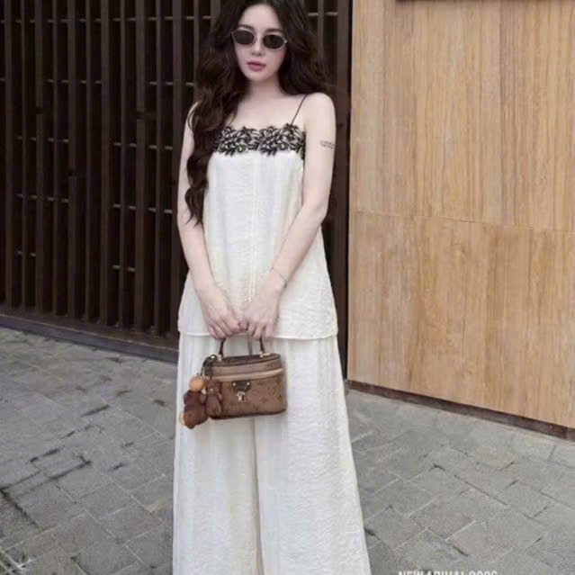 G026 - SET MẸ BÉ 2S TRẮNG PHỐI REN ĐEN