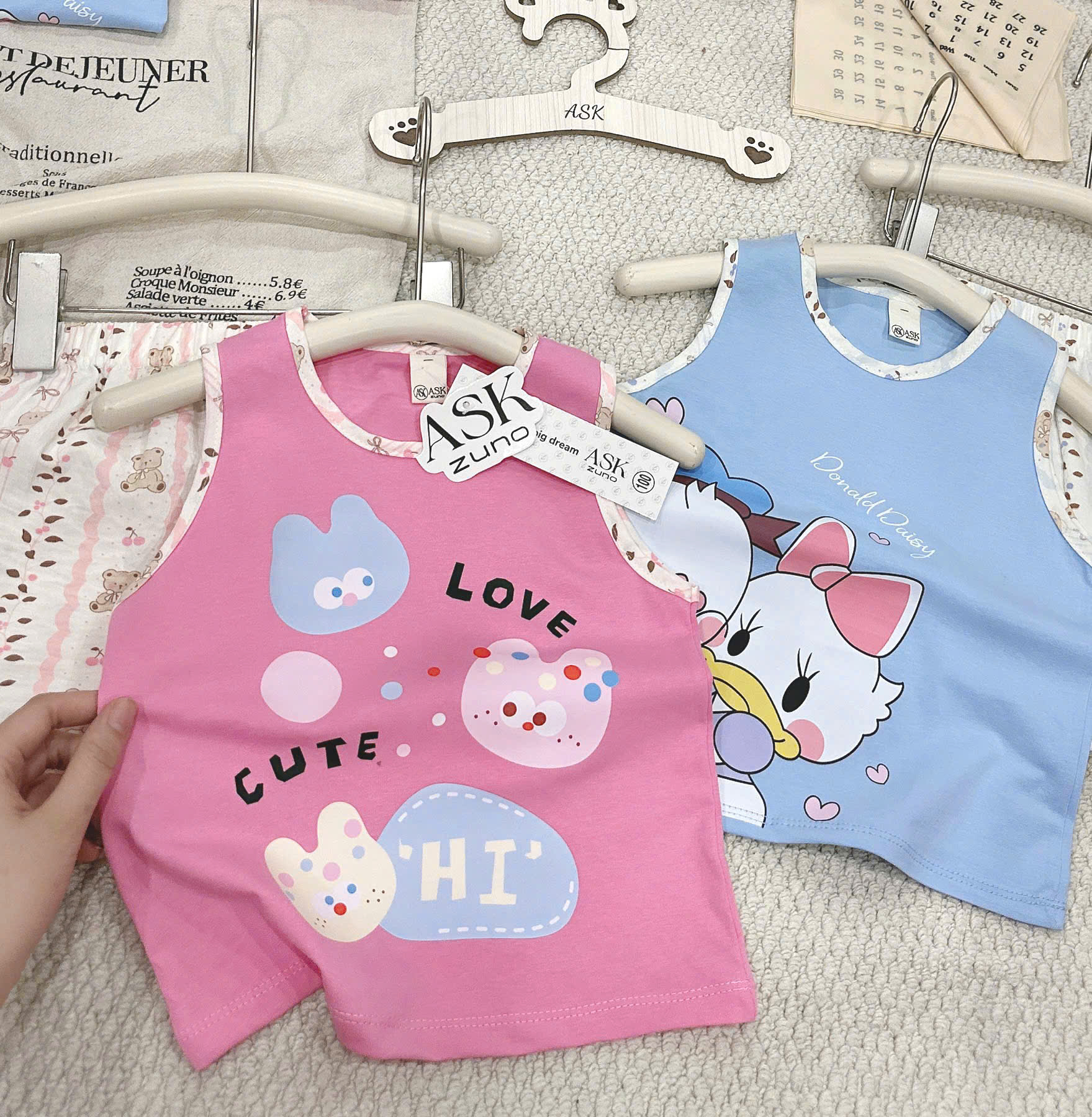G034 - SET 2 BỘ ĐÙI BÉ GÁI BA LỖ LOVE QUẦN GẤU xanh hồng