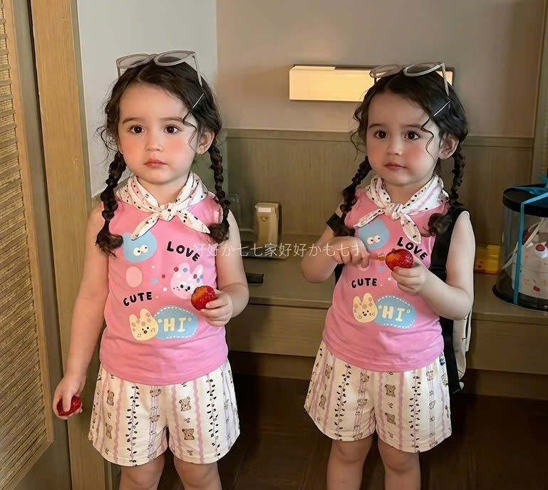 G034 - SET 2 BỘ ĐÙI BÉ GÁI BA LỖ LOVE QUẦN GẤU xanh hồng