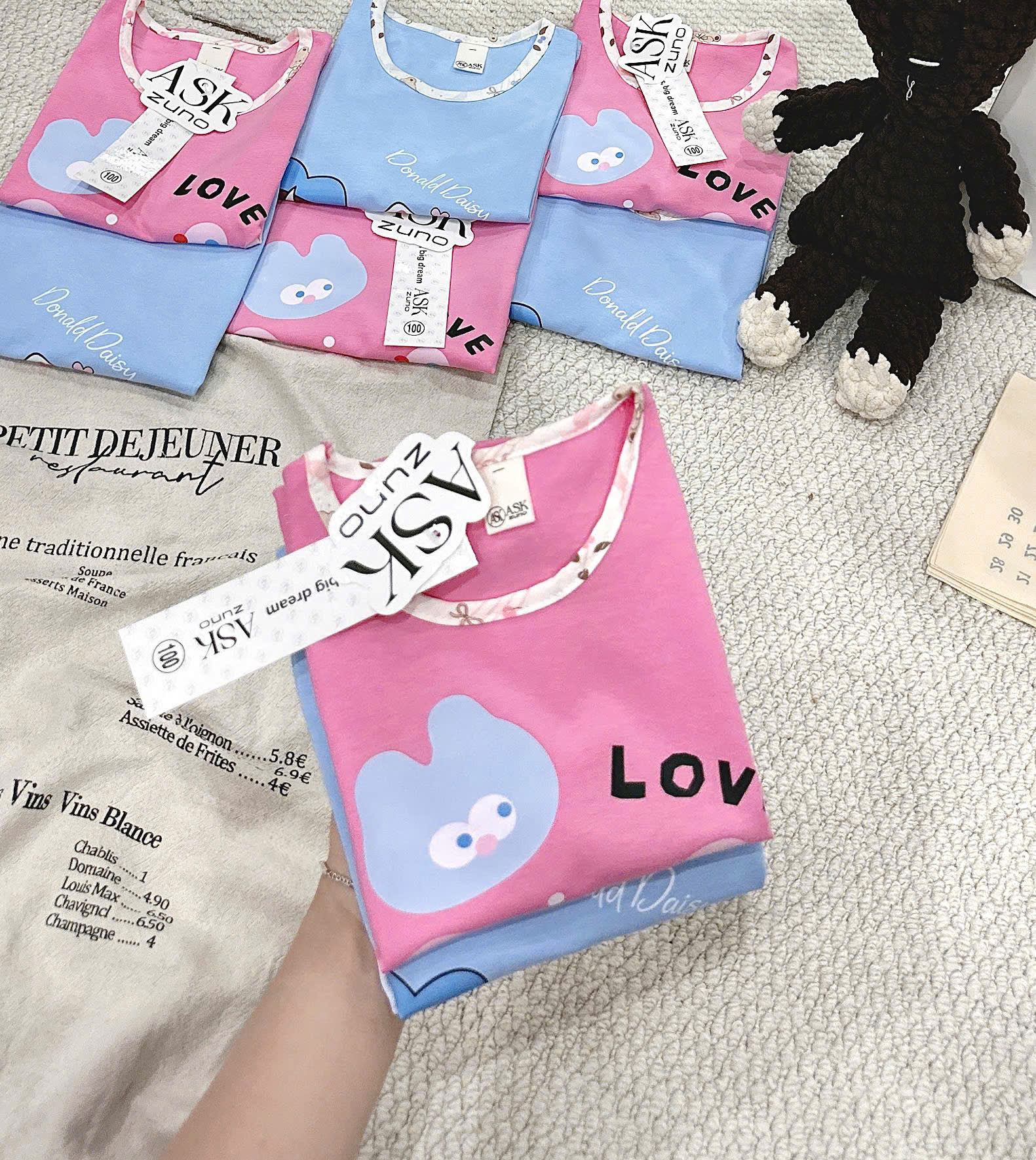 G034 - SET 2 BỘ ĐÙI BÉ GÁI BA LỖ LOVE QUẦN GẤU xanh hồng