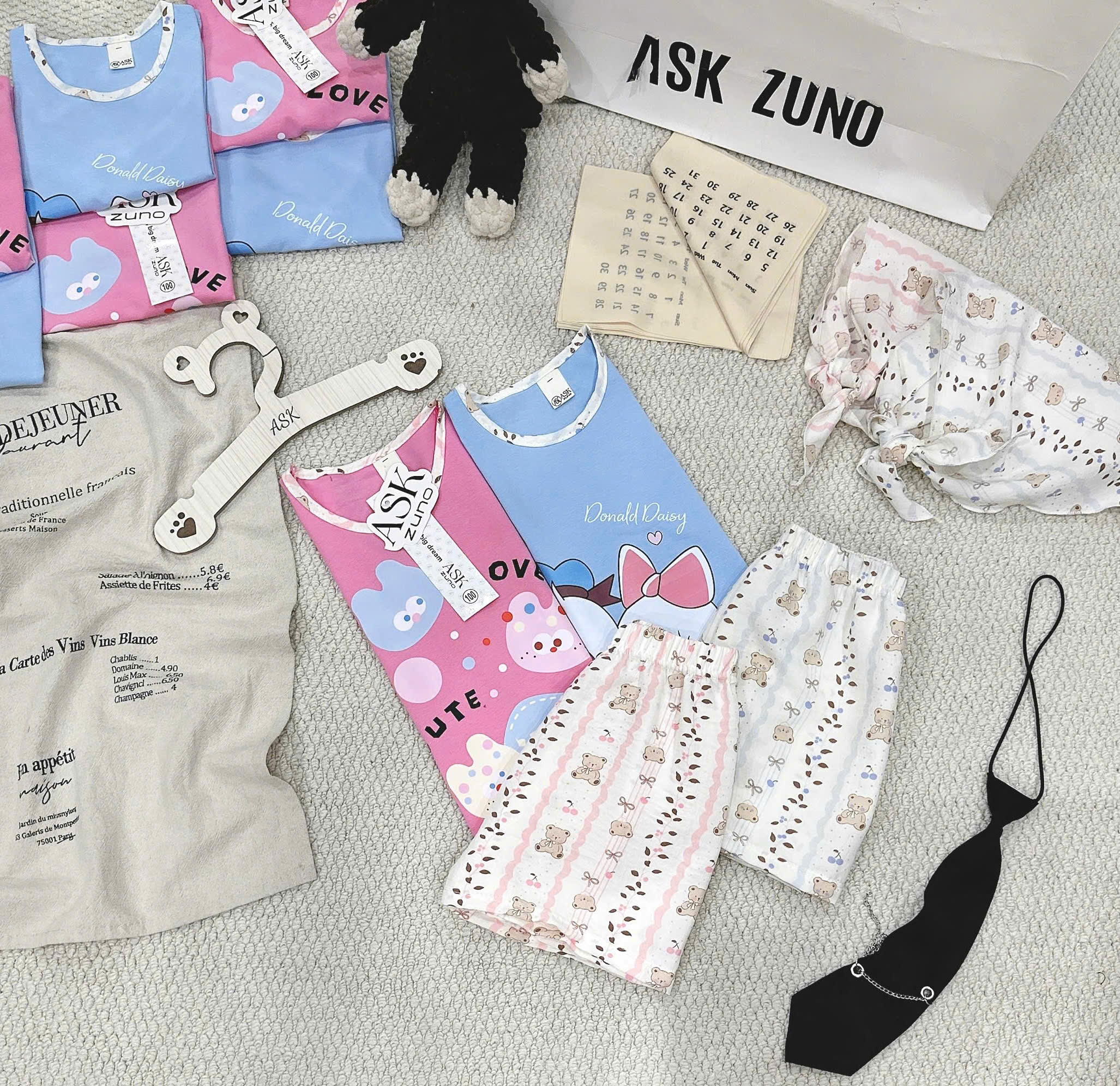 G034 - SET 2 BỘ ĐÙI BÉ GÁI BA LỖ LOVE QUẦN GẤU xanh hồng