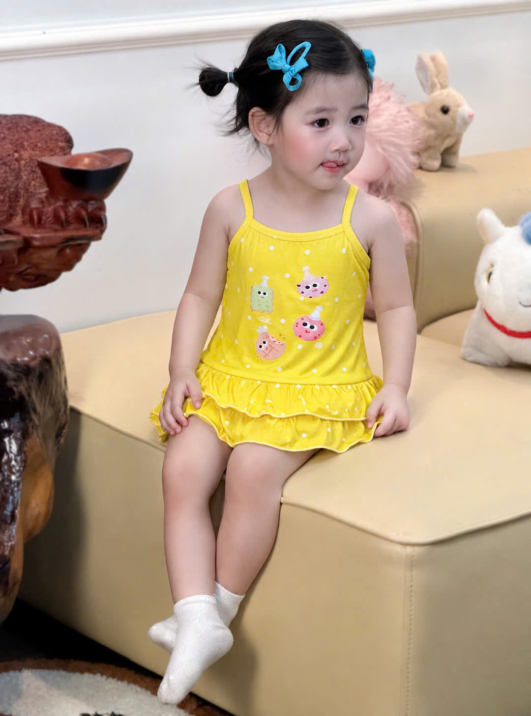 G059 - SET 3 BỘ ĐÙI BÉ GÁI 2S MICKEY CHUỐI VÀNG