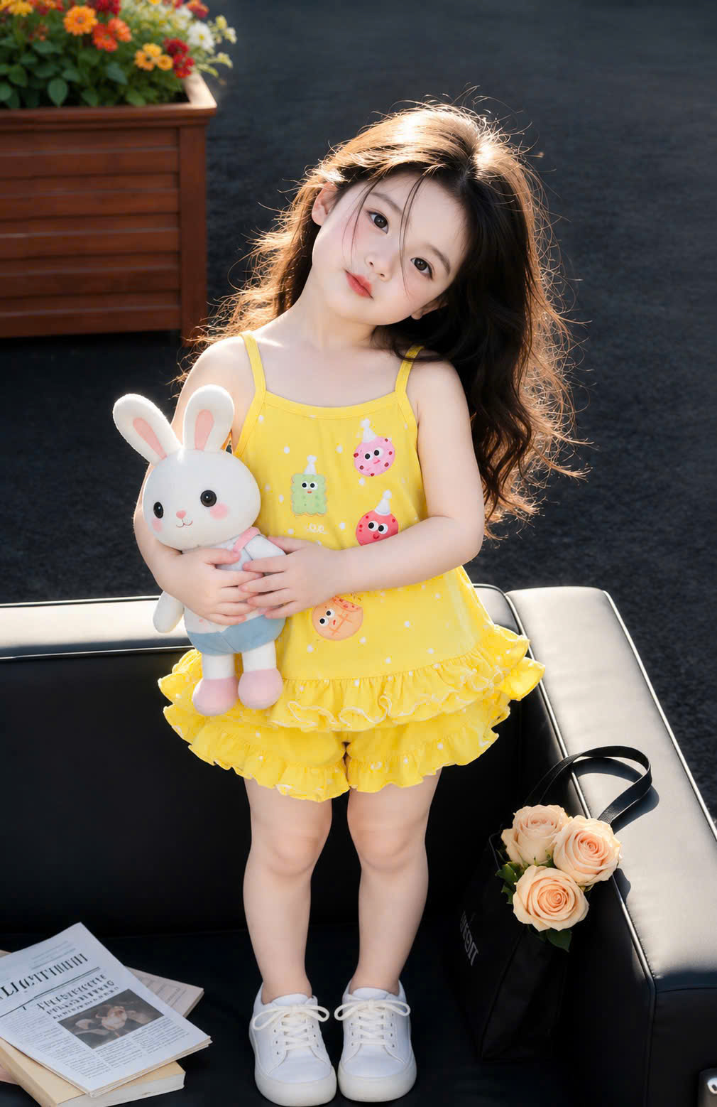 G059 - SET 3 BỘ ĐÙI BÉ GÁI 2S MICKEY CHUỐI VÀNG