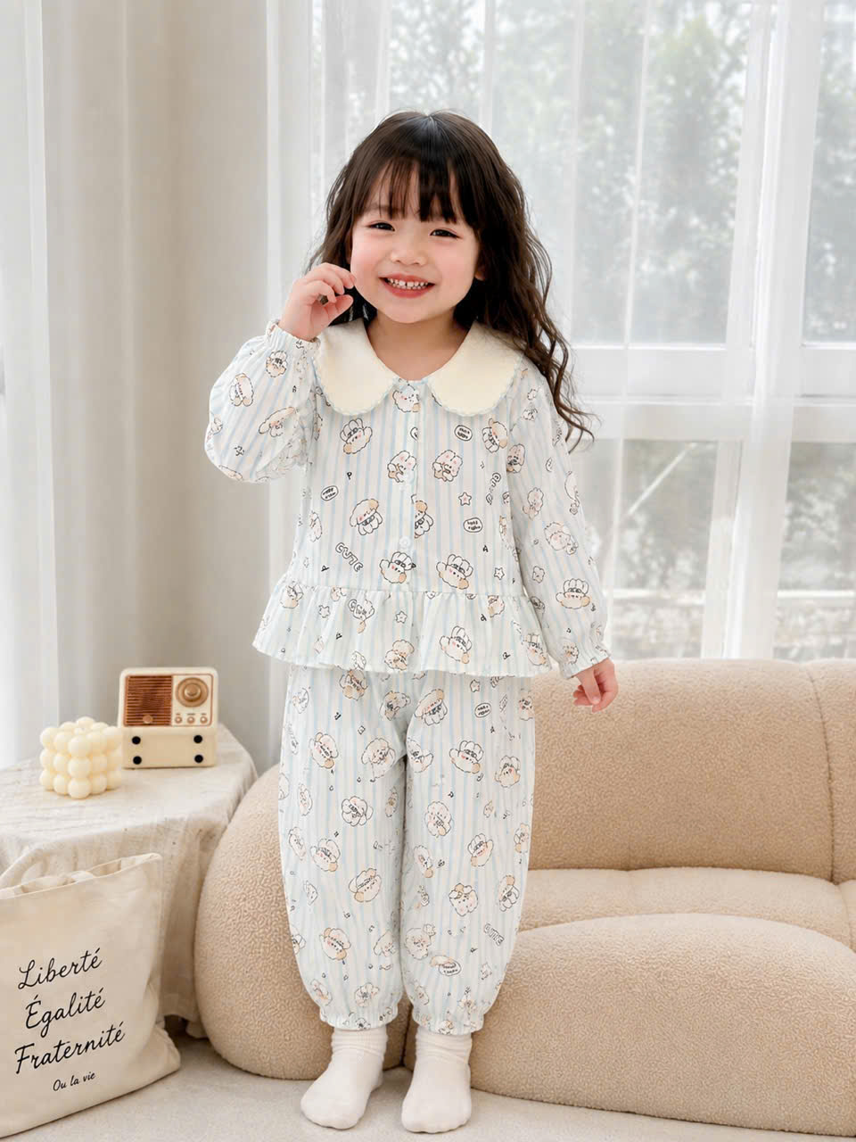 G089 - SET 2 BỘ BÉ GÁI PYJAMA DÀI TAY CHÓ CUTE BÈO GẤU