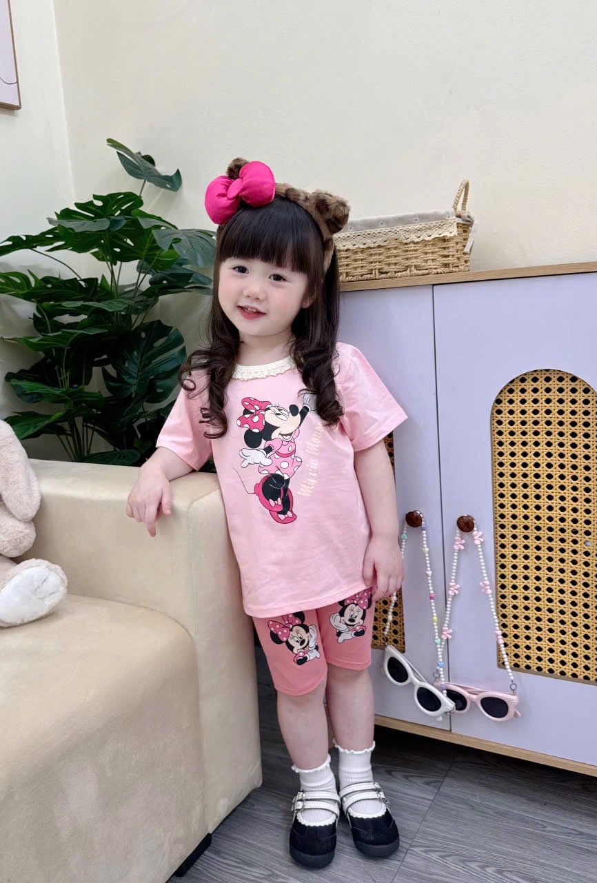 G918 - SET 3 BỘ BÉ GÁI MICKEY QUẦN NGỐ CỔ REN