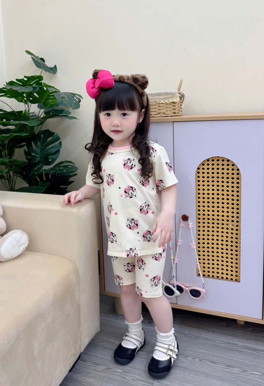 G918 - SET 3 BỘ BÉ GÁI MICKEY QUẦN NGỐ CỔ REN