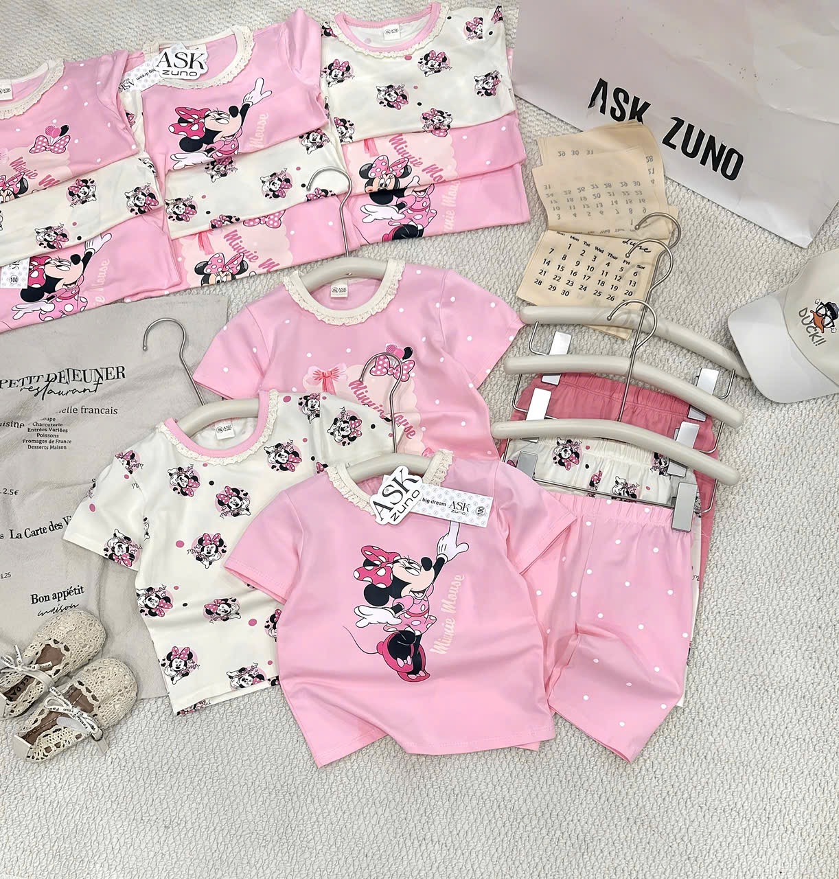 G918 - SET 3 BỘ BÉ GÁI MICKEY QUẦN NGỐ CỔ REN