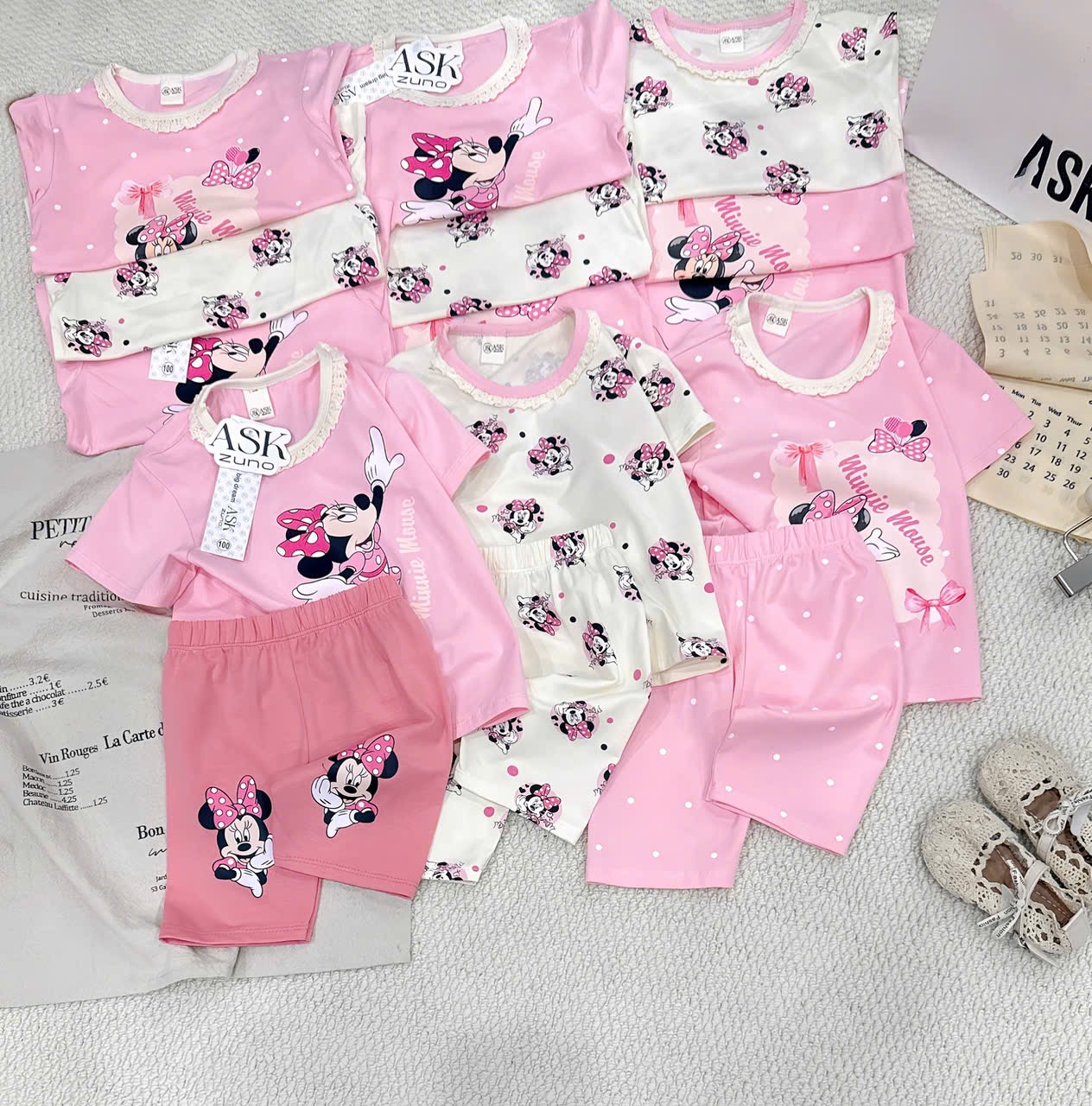 G918 - SET 3 BỘ BÉ GÁI MICKEY QUẦN NGỐ CỔ REN