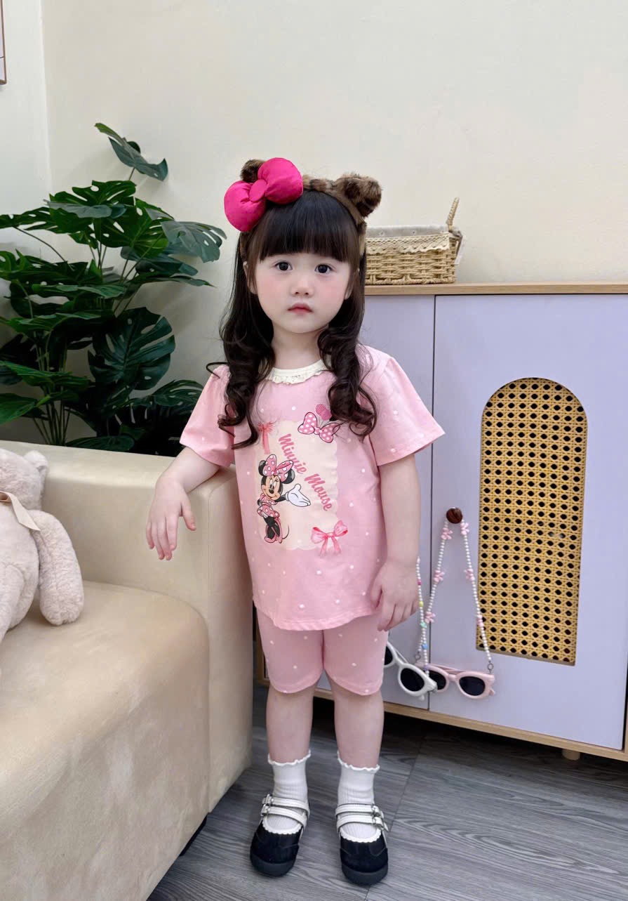 G918 - SET 3 BỘ BÉ GÁI MICKEY QUẦN NGỐ CỔ REN