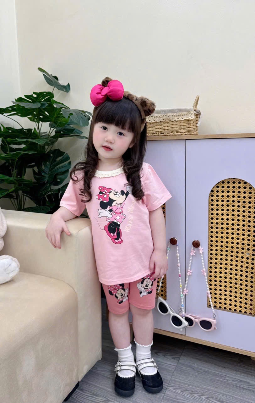 G918 - SET 3 BỘ BÉ GÁI MICKEY QUẦN NGỐ CỔ REN