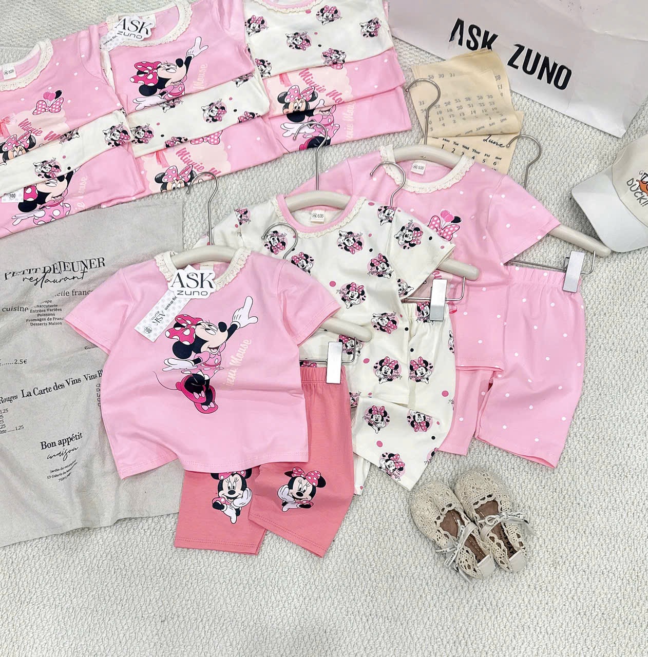 G918 - SET 3 BỘ BÉ GÁI MICKEY QUẦN NGỐ CỔ REN