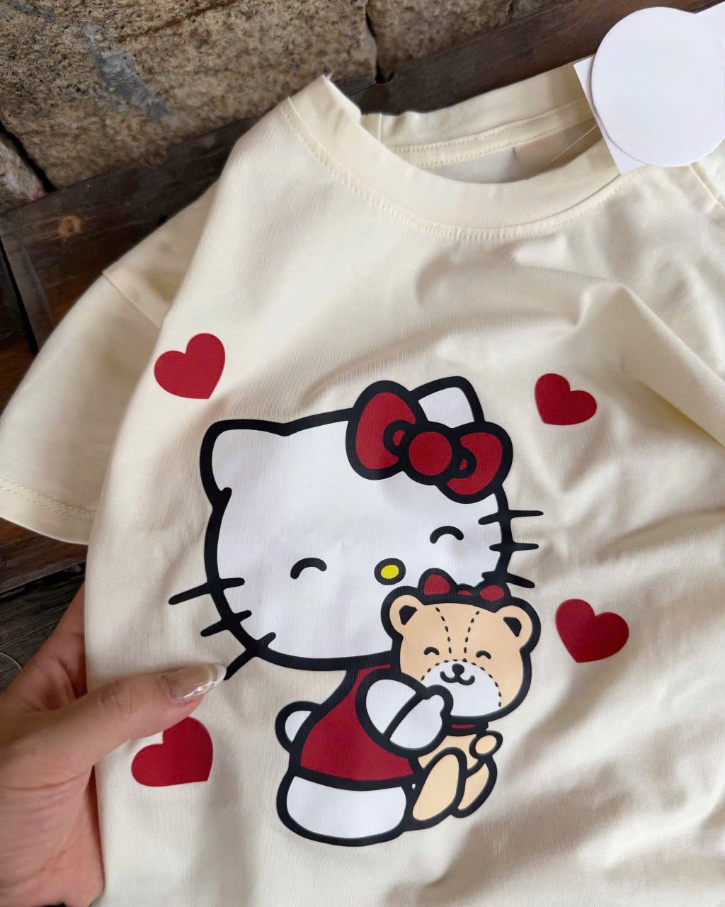 G923 - BỘ BÉ GÁI ÁO BE KITTY TIM QUẦN LEGGING ĐỎ