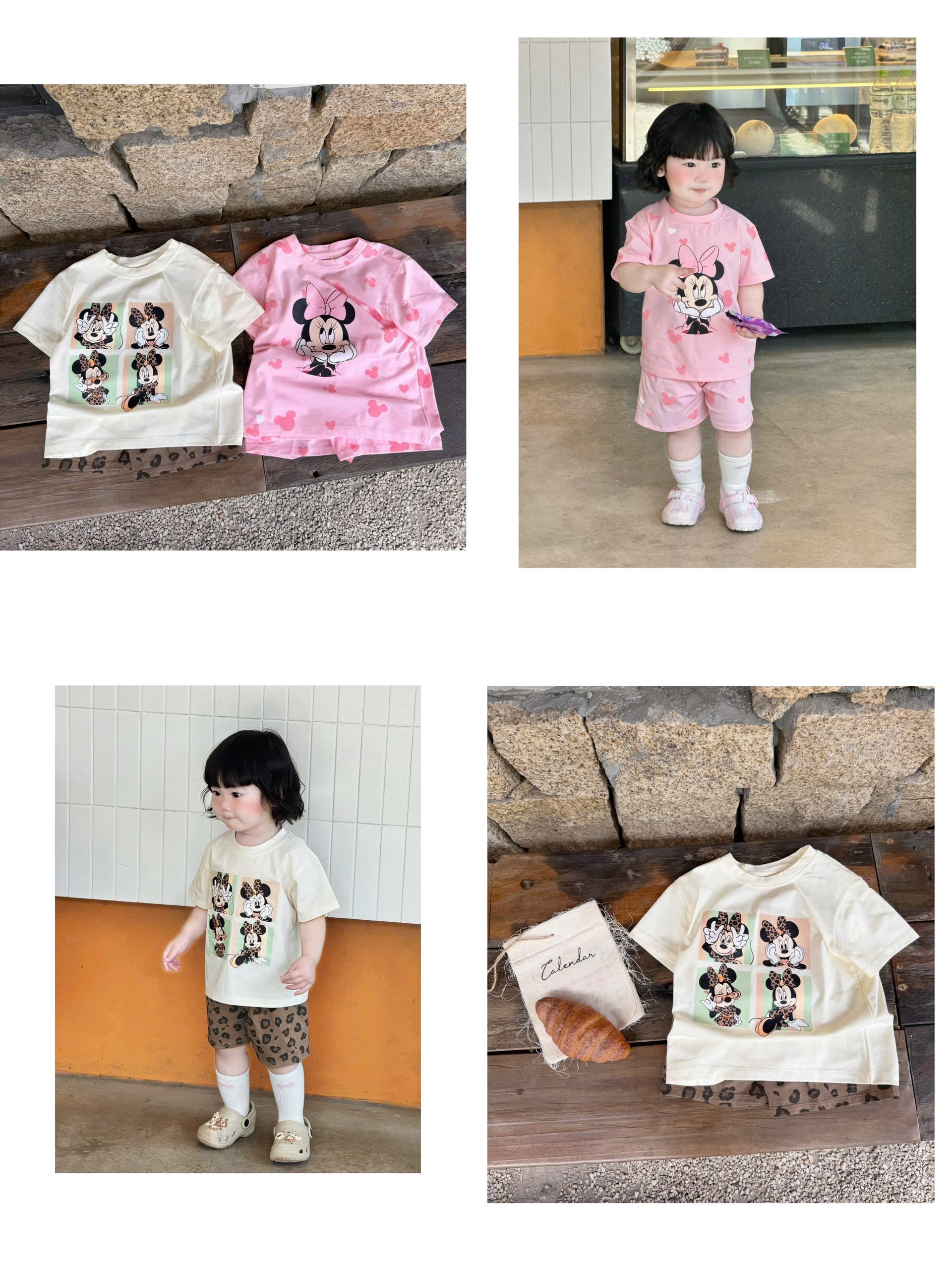 G926 - SET 2 BỘ ĐÙI BÉ GÁI MICKEY hồng be QUẦN BÁO