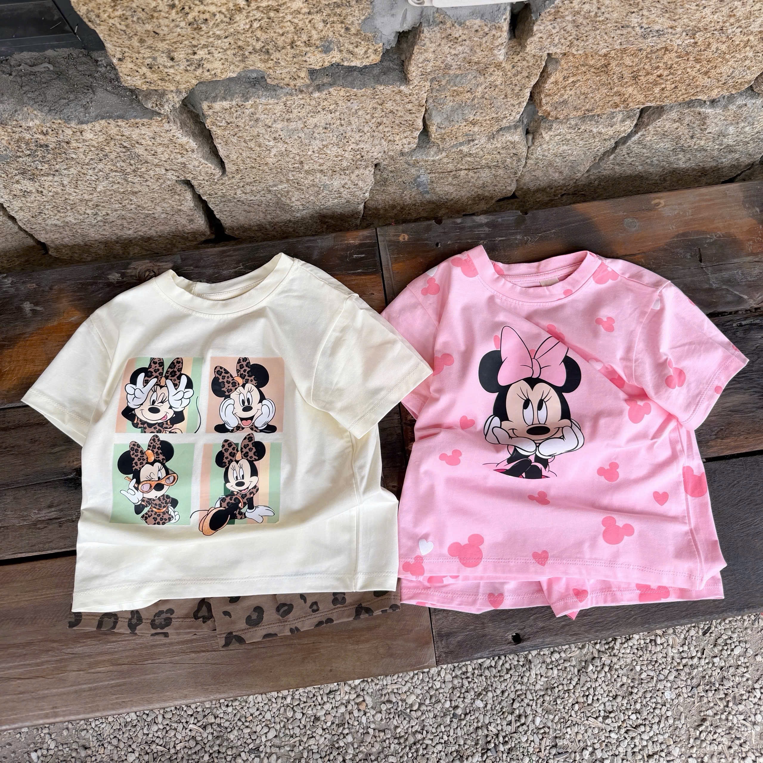 G926 - SET 2 BỘ ĐÙI BÉ GÁI MICKEY hồng be QUẦN BÁO