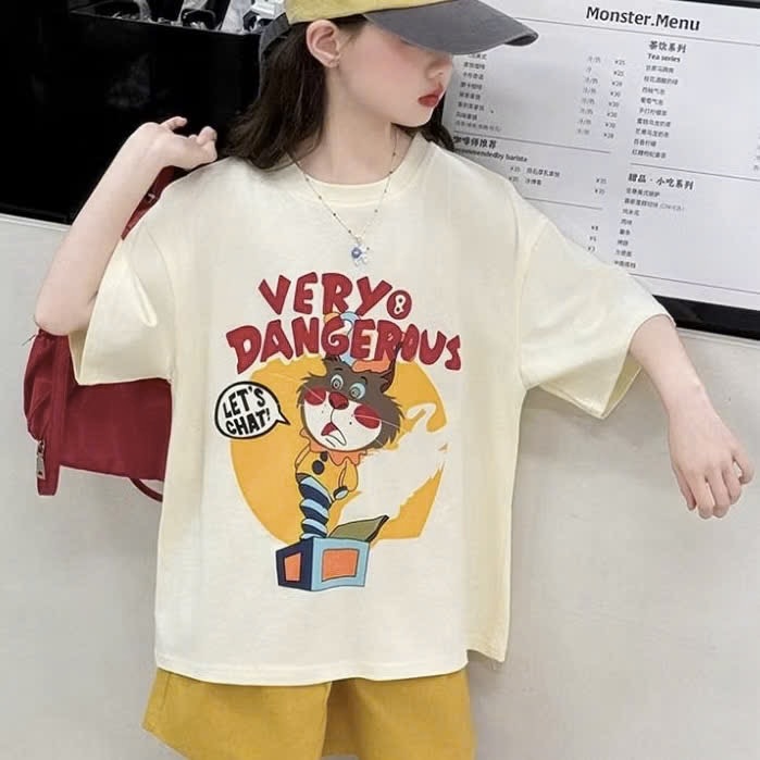 G934 - BỘ ĐÙI BÉ GÁI SIZE ĐẠI ÁO TRẮNG THÚ VERY QUẦN VÀNG