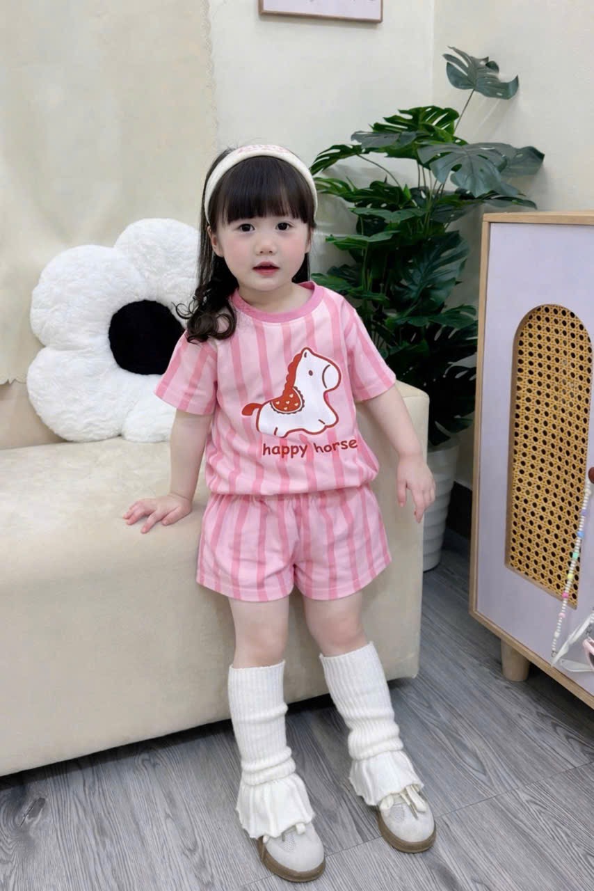 G937 - SET 2 BỘ ĐÙI BÉ GÁI NGỰA happy horse hồng be