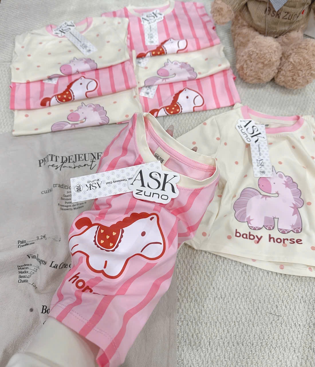 G937 - SET 2 BỘ ĐÙI BÉ GÁI NGỰA happy horse hồng be