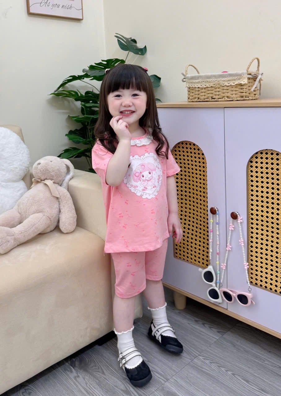 G938 - SET 2 BỘ NGỐ BÉ GÁI MÈO MARIE HỒNG CỔ REN