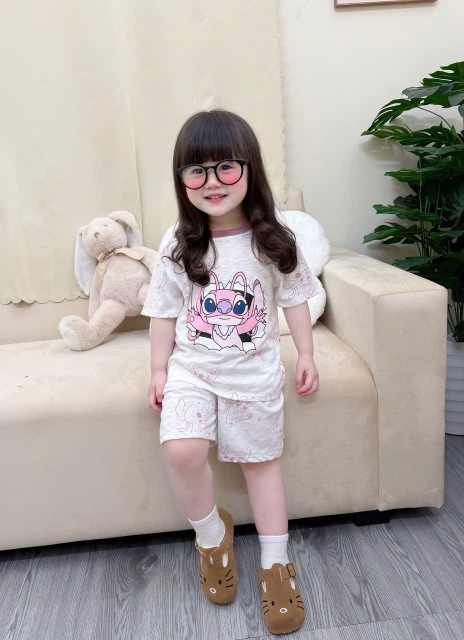 G940 - SET 2 BỘ ĐÙI BÉ GÁI XƯỢC LITTLE ANGLE tím trắng