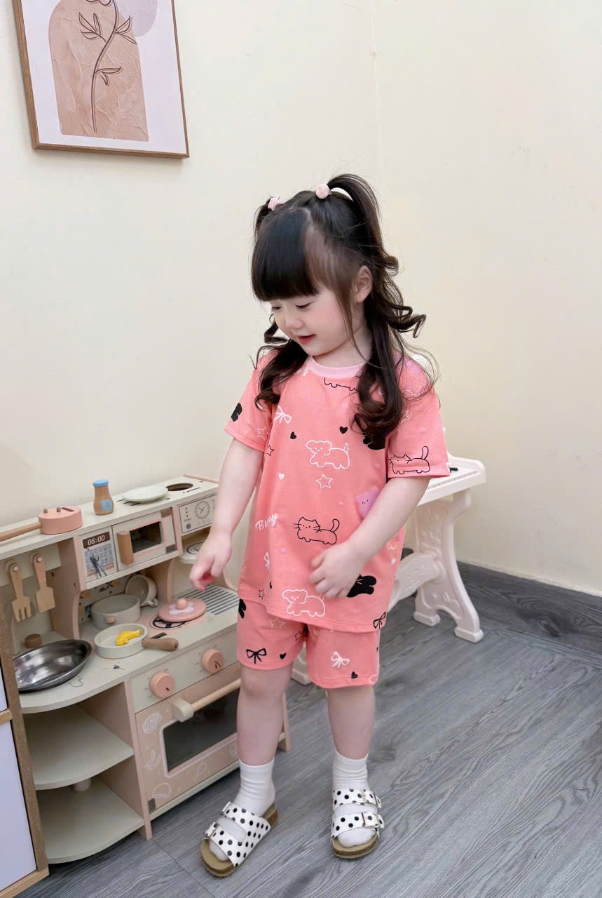 G941 - SET 2 BỘ ĐÙI BÉ GÁI MÈO MARIE HỒNG QUẦN SỌC