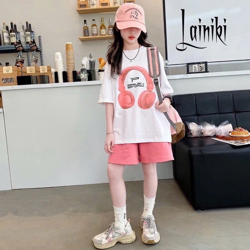 G952 - BỘ ĐÙI BÉ GÁI SIZE ĐẠI ÁO TAI NGHE QUẦN HỒNG