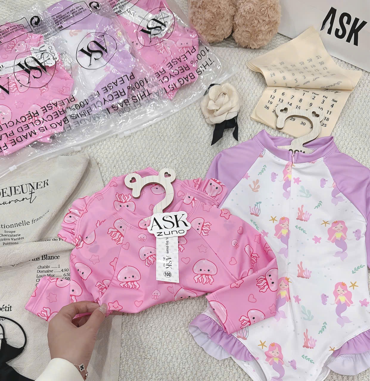 G953 - SET BIKINI BƠI BÉ GÁI TIÊN CÁ BẠCH TUỘC