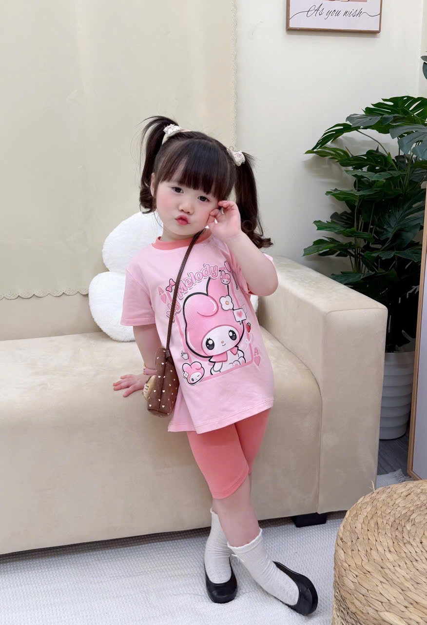 G956 - BỘ BÉ GÁI ÁO HỒNG THỎ MELODY QUẦN LEGGING