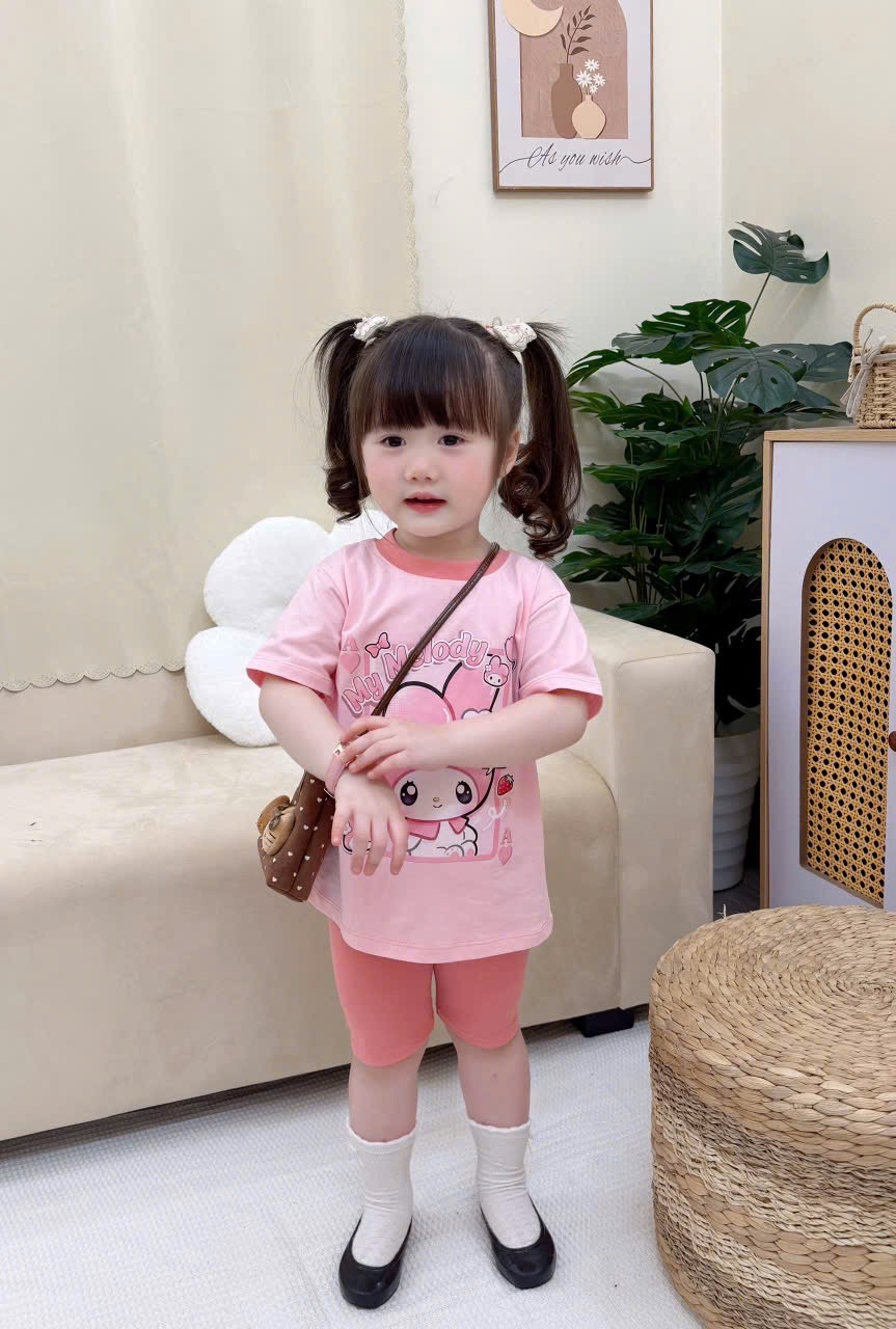 G956 - BỘ BÉ GÁI ÁO HỒNG THỎ MELODY QUẦN LEGGING