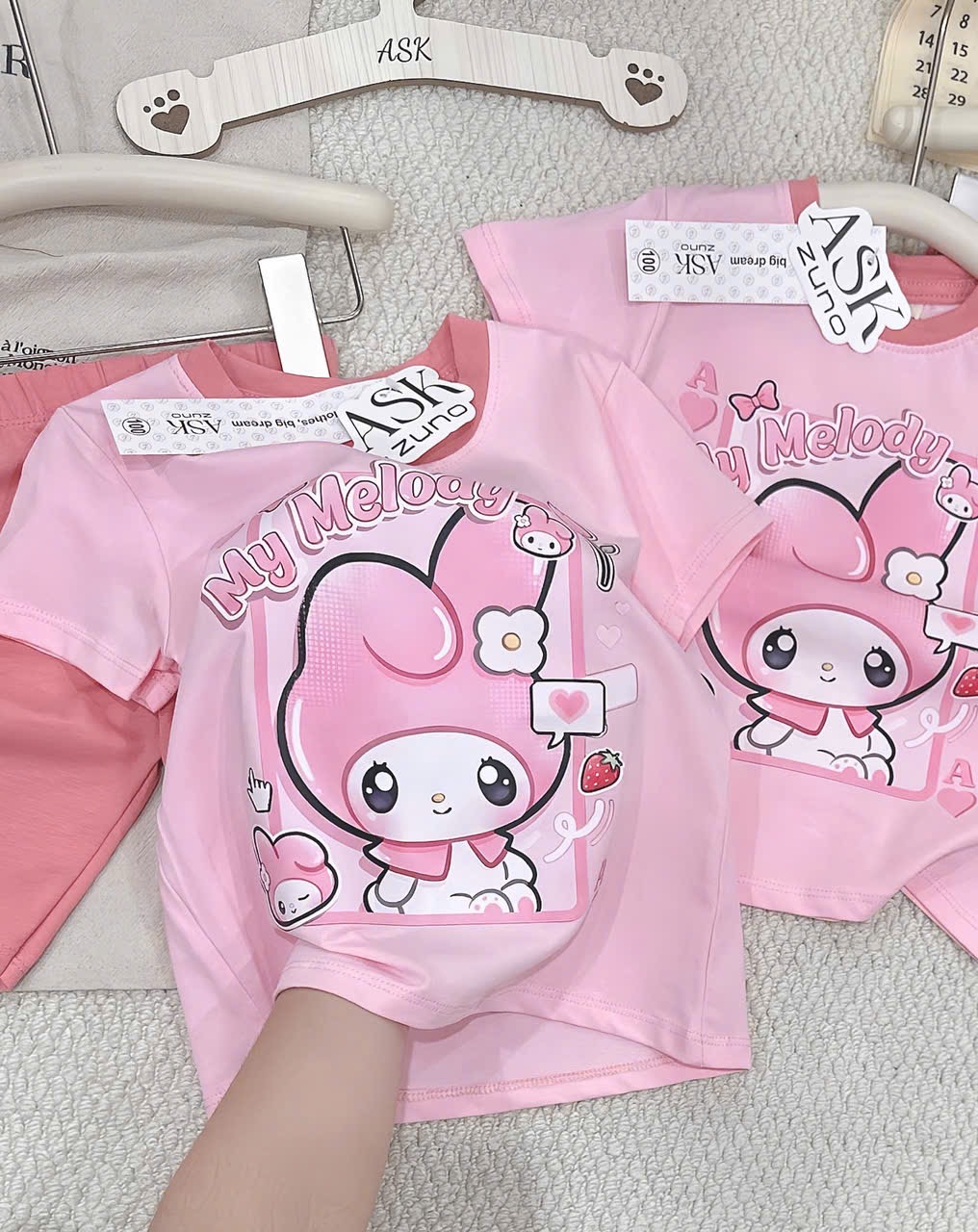 G956 - BỘ BÉ GÁI ÁO HỒNG THỎ MELODY QUẦN LEGGING
