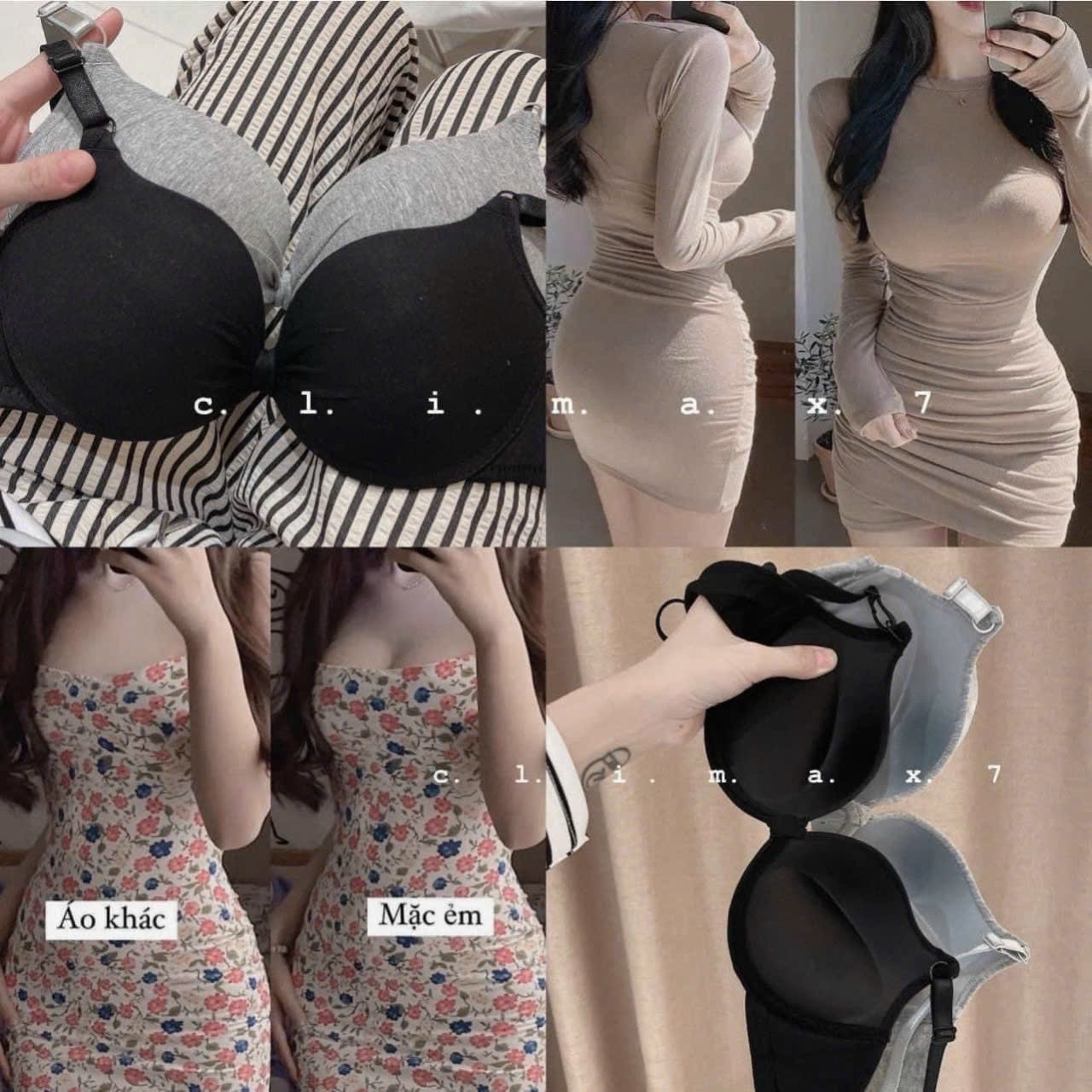 PK270 - SET 2 ÁO LÓT NÂNG XOẮN NGỰC đen xám