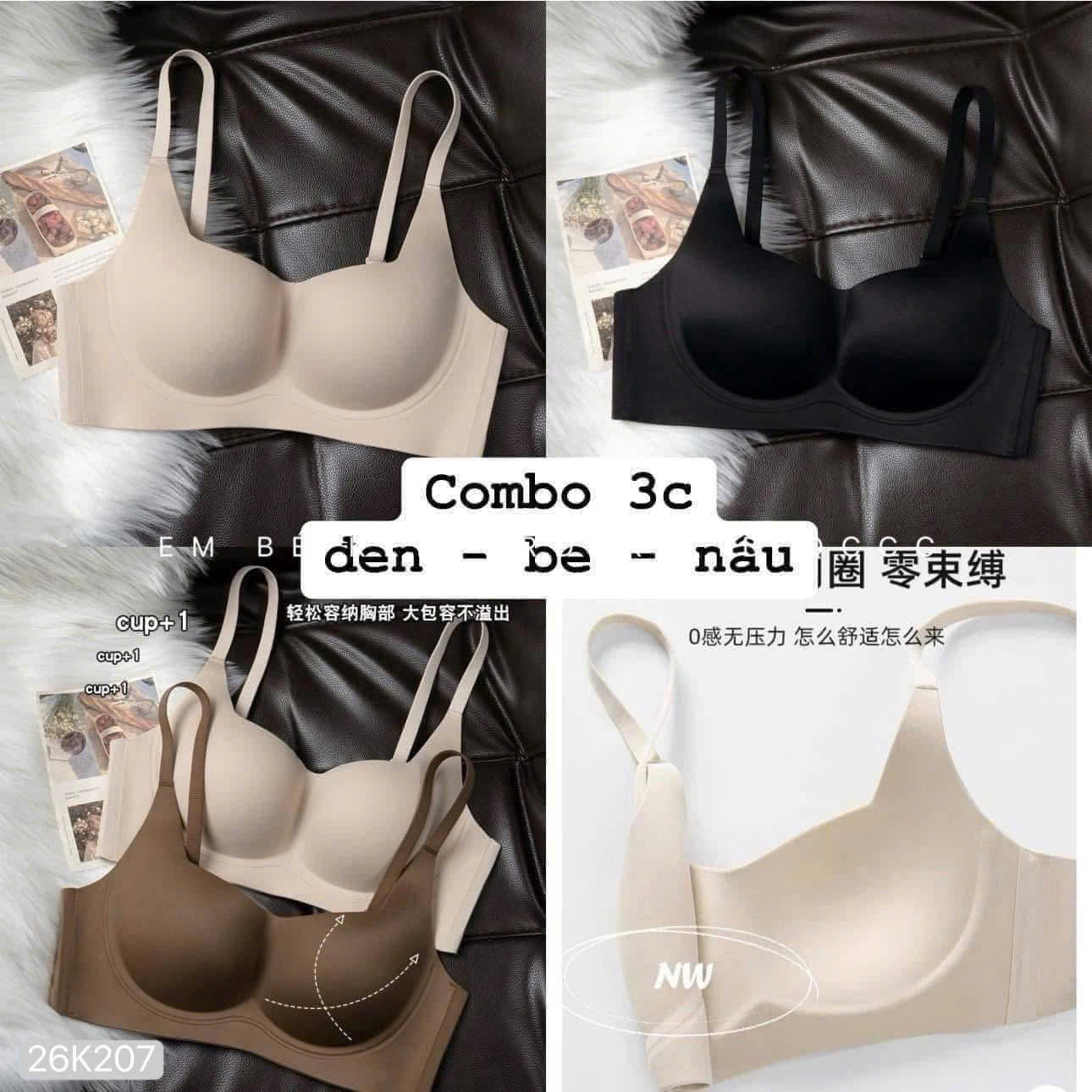 PK273 - SET 3 ÁO LÓT NỮ KO GỌNG (loại mặc áo cổ u)