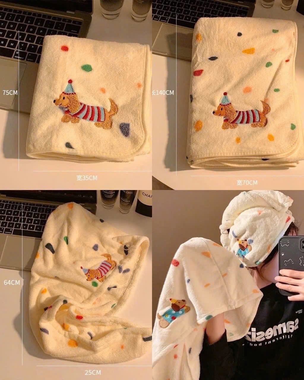 PK275 - SET 3 KHĂN TẮM CHÓ CUTE