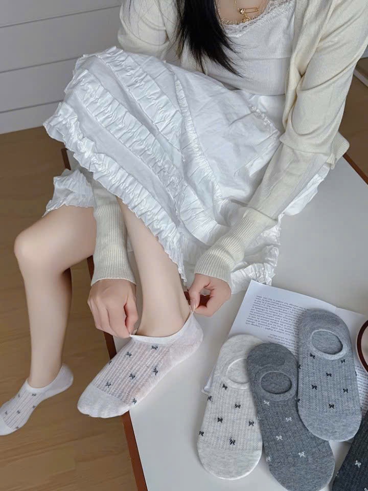 PK278 - SET 10 ĐÔI TẤT LƯỜI NỮ THÔNG HƠI HÌNH NƠ