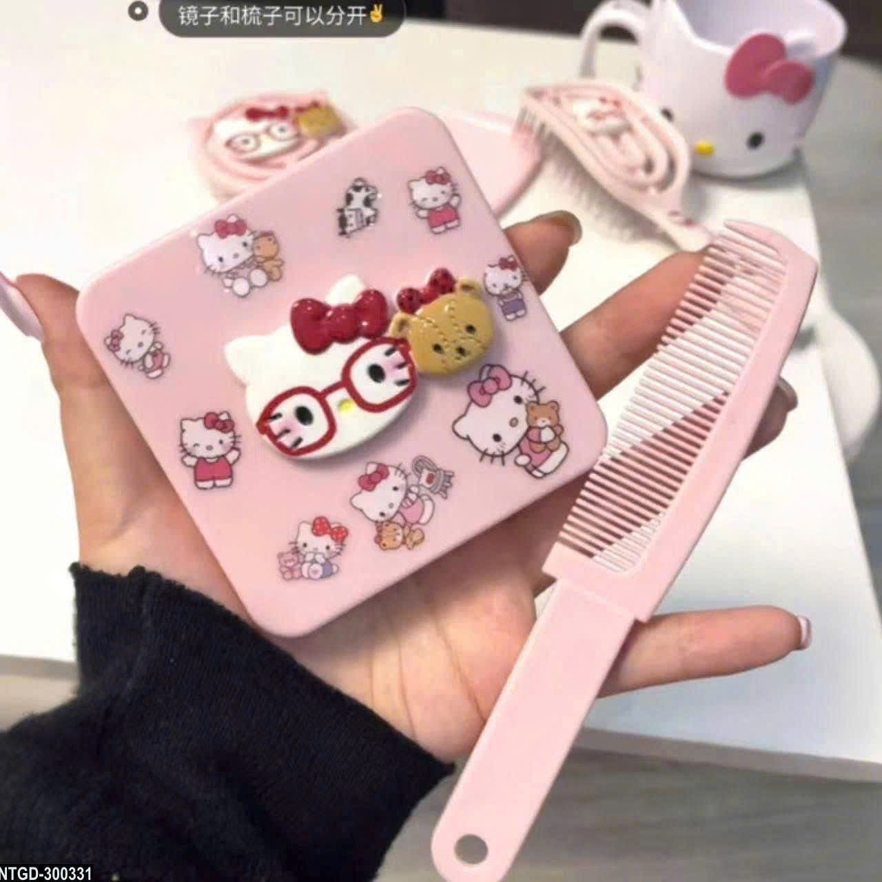 PK290 - SET 4 MÓN GƯƠNG LƯỢC KITTY HỒNG
