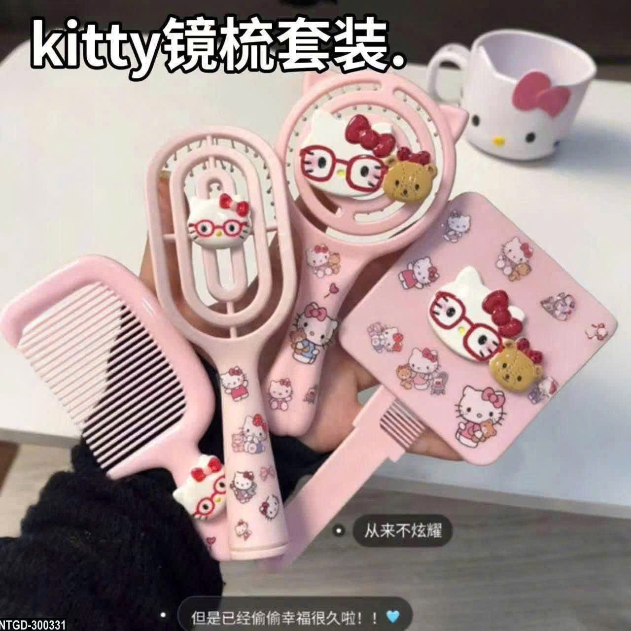 PK290 - SET 4 MÓN GƯƠNG LƯỢC KITTY HỒNG