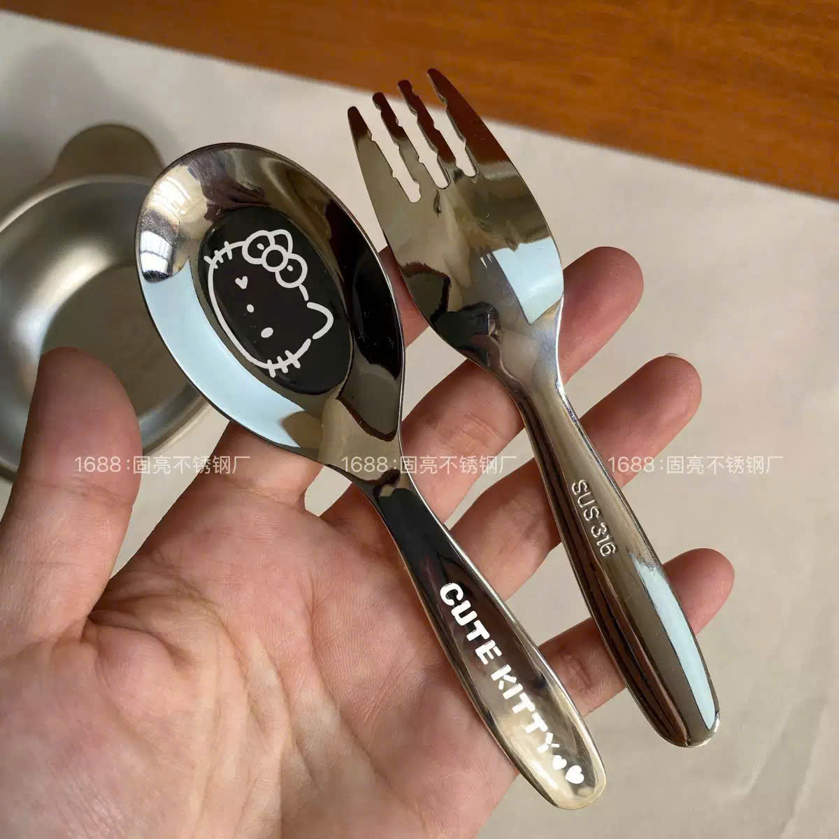 PK295 - SET 3 BÁT THÌA DĨA INOX HELLO KITTY