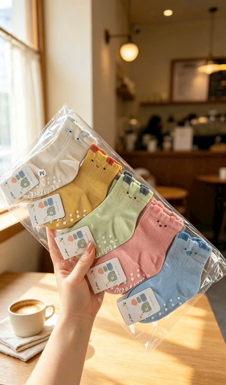 PK360 - SET 10 ĐÔI TẤT BÉ SƠ SINH CHỐNG TRƯỢT BOBO