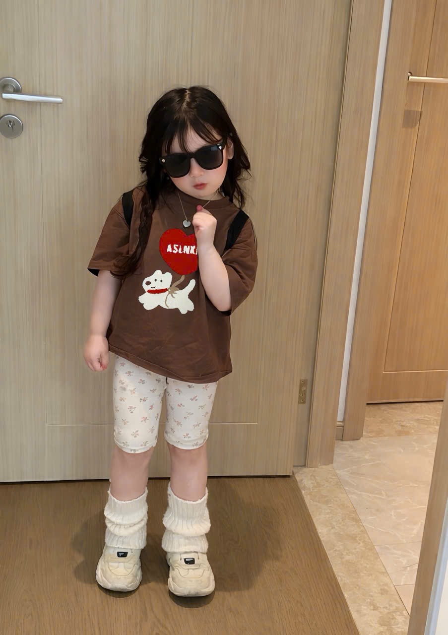 QB374 - SET 3 QUẦN LEGGING ĐÙI BÉ GÁI đen nâu hoa